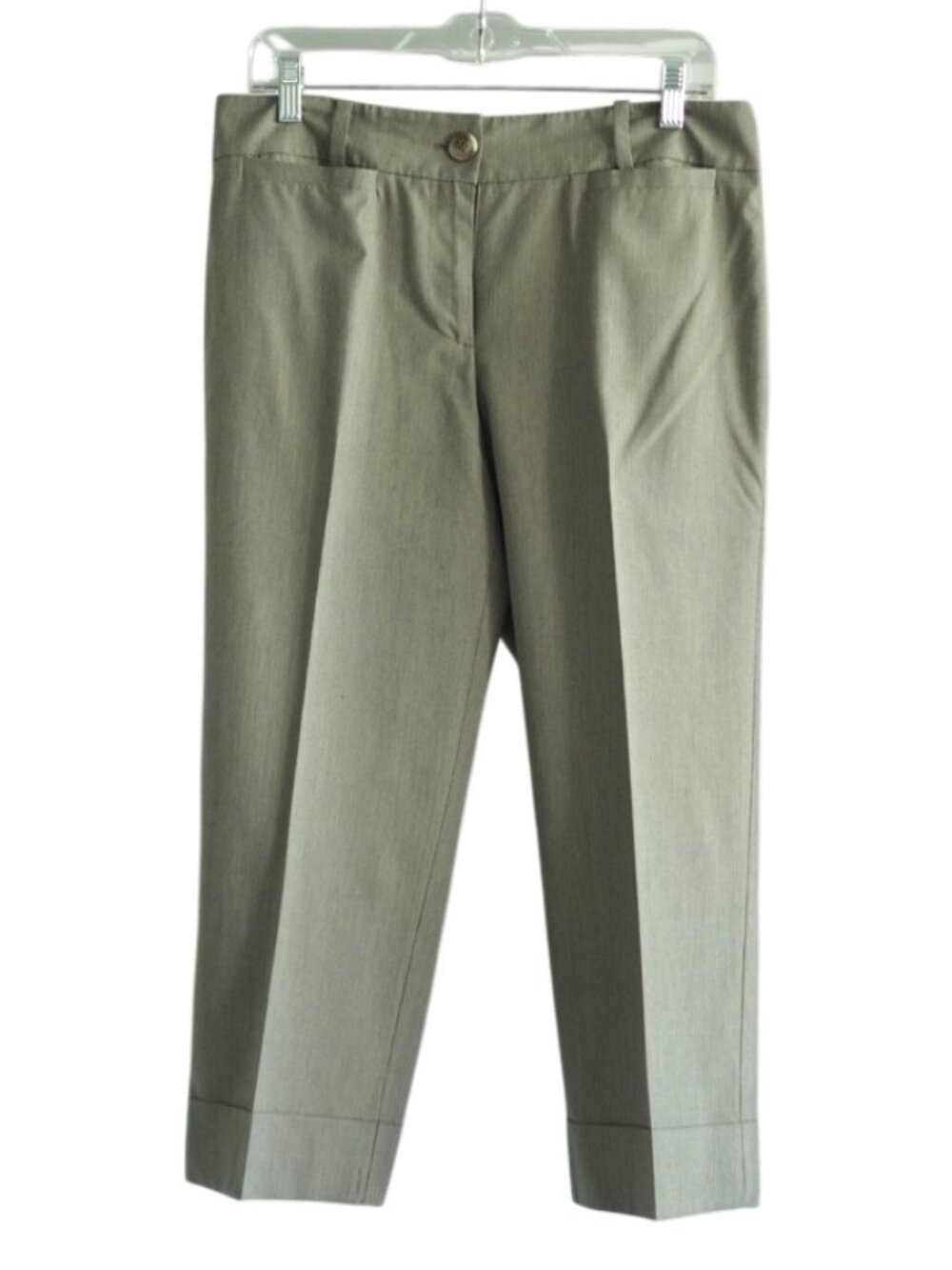 Ann Taylor Signature Size 8 Taupe Cropped Dress Pants Cuffed Career Trousers